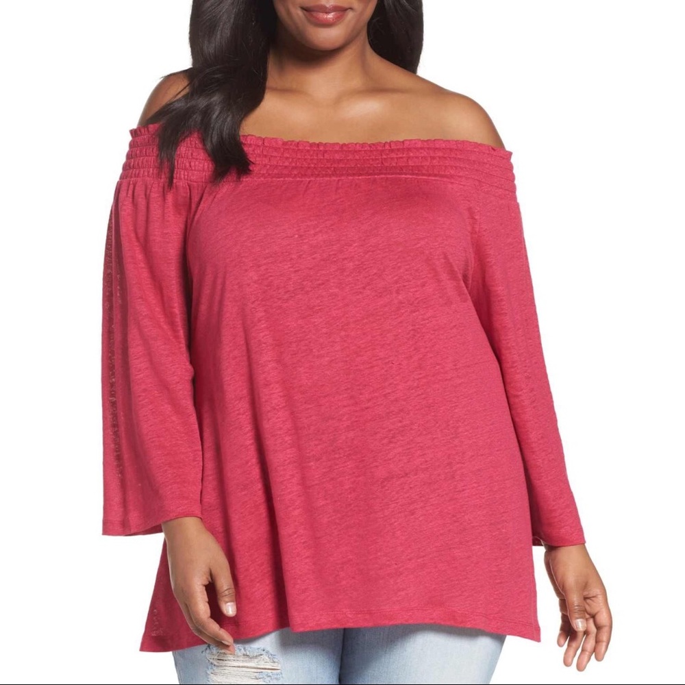 Caslon Off Shoulder Linen Knit Top